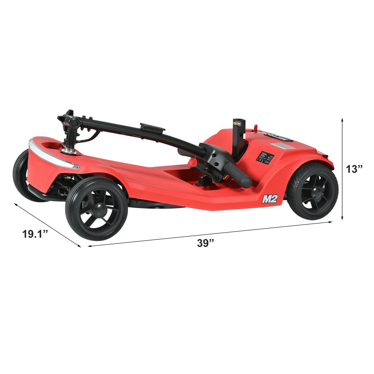 4-Wheel Foldable Mobility Scooter for Seniors, Portable Electric Power Scooter with Stable Anti-Tip Wheels, Rear Brake Light, USB charging port,Supports 330 lbs,Travel Scooter,Red