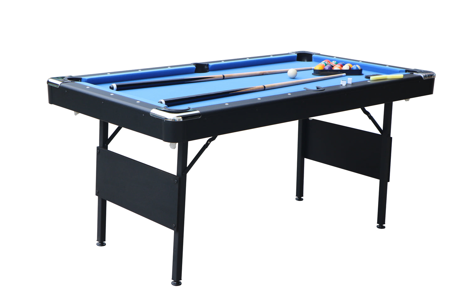 SEGMART 5.5 Ft Folding Pool Table for adults, Tennis Multigame Table, Multifunctional Billiard Table, Dining Table, Indoor Game Table, All Accessories Included, Black with Blue Felt