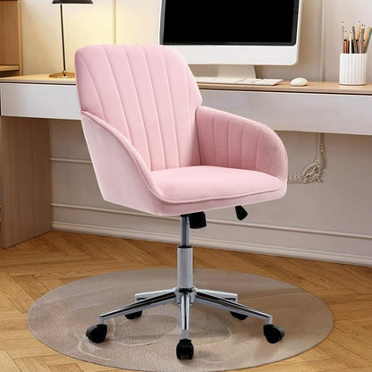 Office Chair with Memory Foam,Adjustable Swivel Desk Chair, Velvet Upholstered, Supportive Backrest for Home Office & Bedroom
