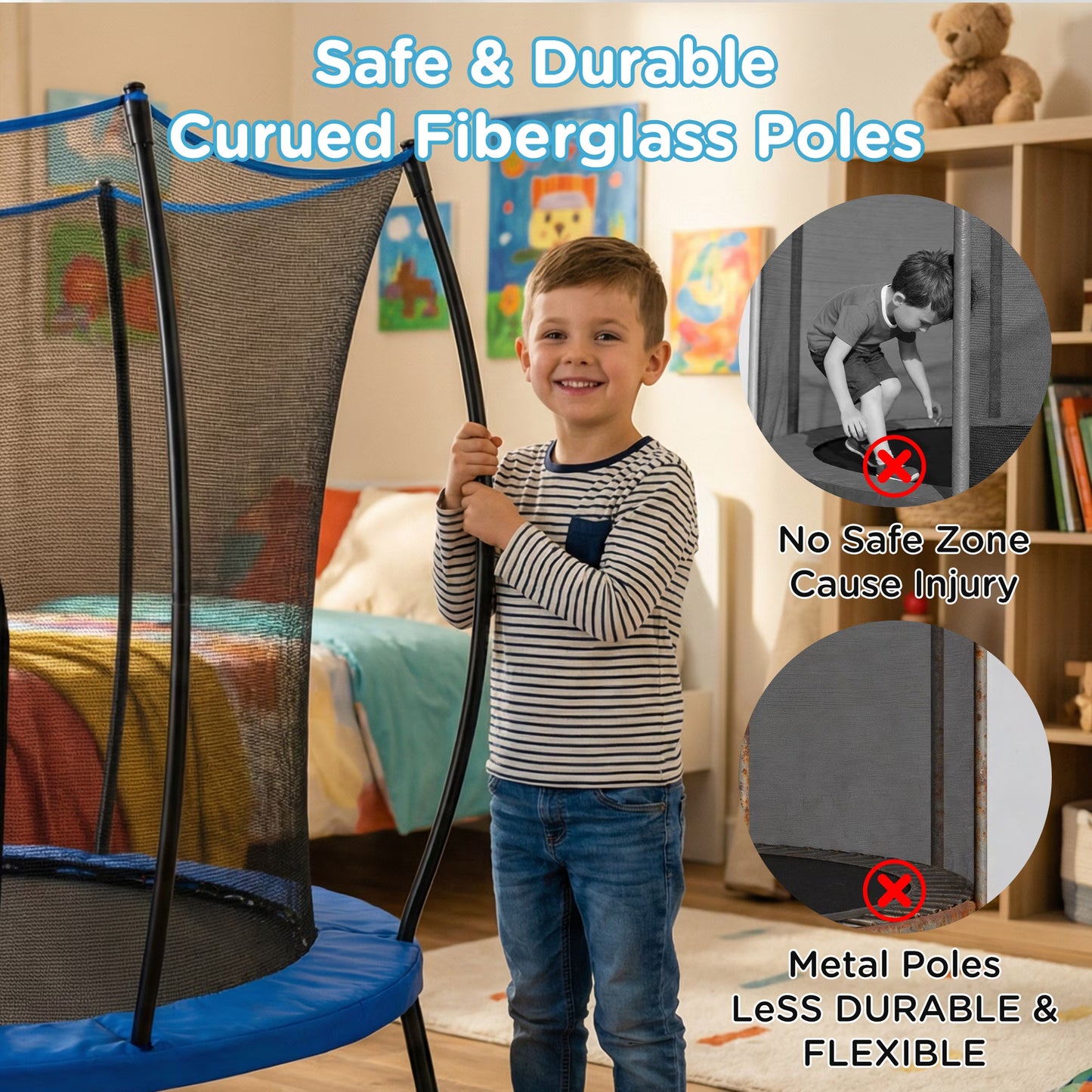 55" Kids Trampoline with Net, SEGMART Toddler Trampolines for Kids, Small Trampolines for Kids, Mini Trampolines for Kids Indoor, Indoor Trampoline for Toddlers, Baby Trampoline
