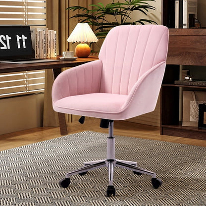 Office Chair with Memory Foam,Adjustable Swivel Desk Chair, Velvet Upholstered, Supportive Backrest for Home Office & Bedroom