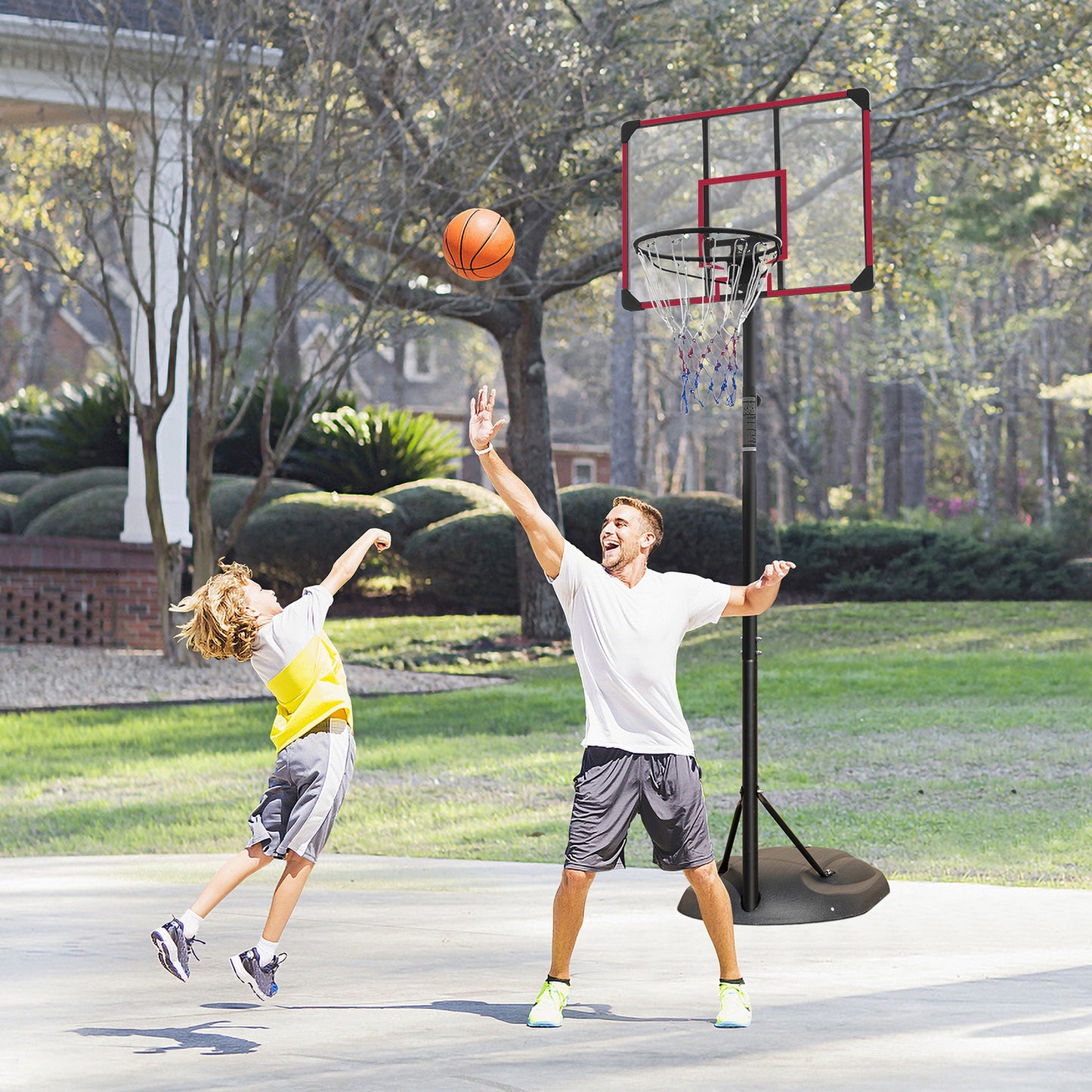 32'' Portable Basketball Hoop System, Upgraded SEGMART Indoor Outdoor Basketball Goal with 7.5ft-9.2ft Height Adjustable, Basketball Hoop Stand with 2 Wheels, Fillable Base for Youth Adults