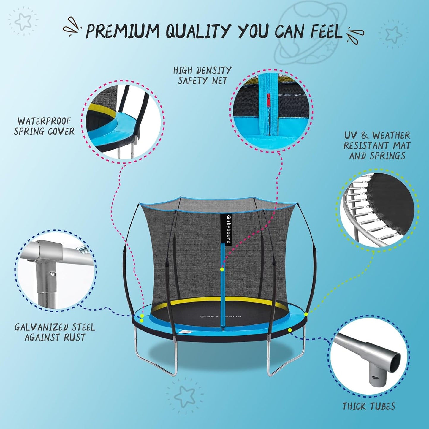 10ft Springfree Trampoline, Segmart Recreational Trampoline with Bungee Cords, 2024 Outdoor Trampoline with No Gap Design Zipper System, 600 LBS Weight Capacity Trampoline for Backyard Garden