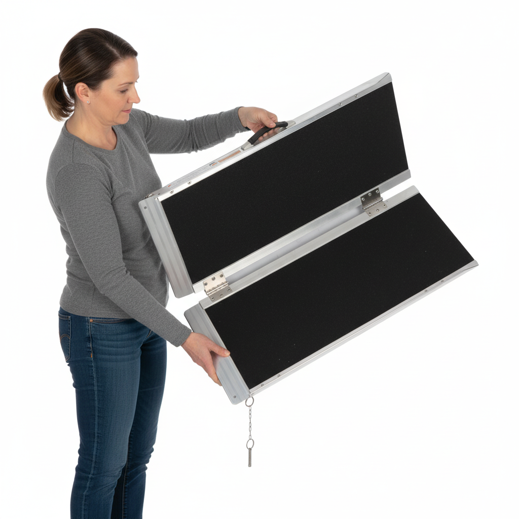 Segmart 3-Foot Stair Climbing Wheelchair Ramp for Home Doorways, Portable Folding Non-Slip Mobility Scooter Ramp with Handle, Durable and Rust-Resistant, No Installation Required, 595.2 lbs, Black