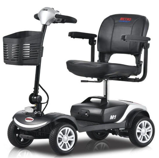 4-Wheel Mobility Scooter for Adults, Compact Motorized Scooter w/ Detachable Basket, Heavy Duty Mobility Scooter for Seniors, Adults, Max Speed 4.97mph, 300lbs, Silver, SS207