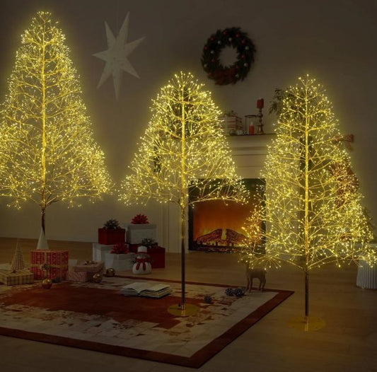 Segmart 3 Packs Gold Lighted Birch Trees for Easter Decor, 4FT+5FT+6FT Prelit Artificial Tree with 4560 Warm LED Lighted, Indoor and Outdoor Light Up Home Easter Decorations with Timer, Gold