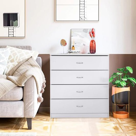 SEGMART 4 Drawers Chest of Drawers for Bedroom, 26'' x 13'' x 29'' Simple Elegant Dresser Cabinet w/Metal Handles, Durable MDF Wood Universal Chest Cabinet for Closet to Storing Clothes, White, S7883