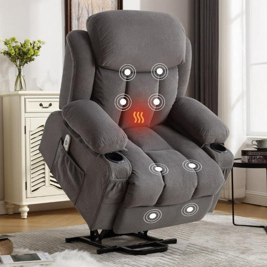 Home Recliner Chair with Remote Control for Living Room, Single Velvet Ergonomic Recliner Chair with Cup Holders, for Home Theater Seating Living Room Lounge Chaise, Gray