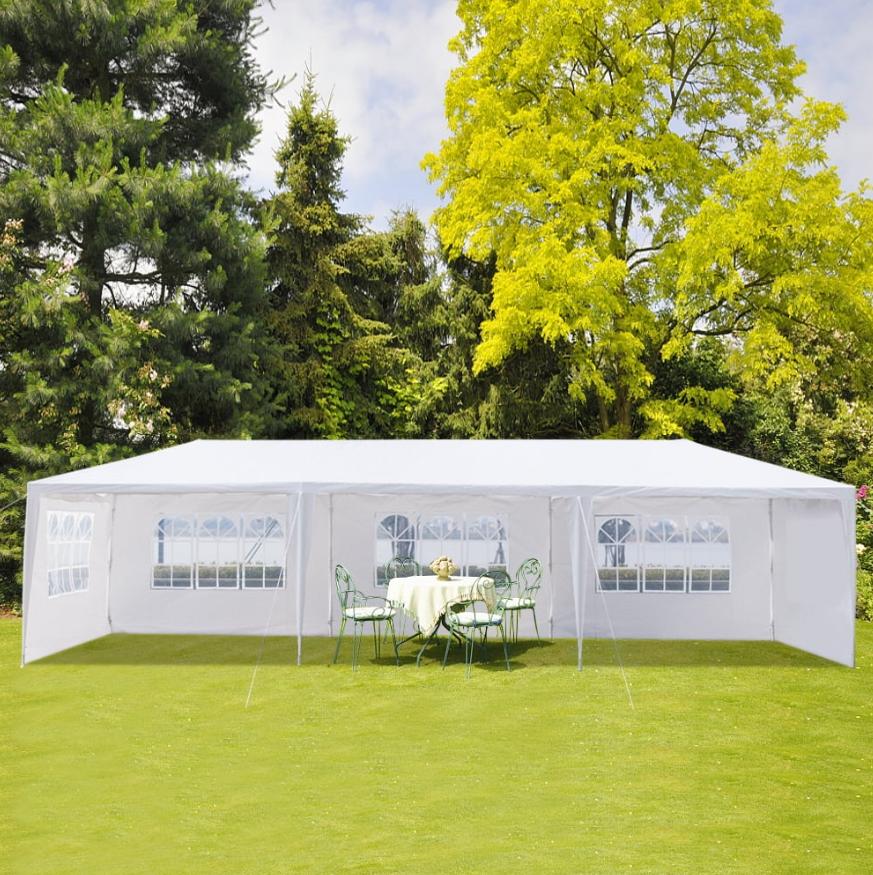 SEGMART 10 x 30 Canopy Tent with 5 Removable SideWalls for Patio Garden, Sunshade Outdoor Gazebo BBQ Shelter Pavilion, for Party Wedding Catering Gazebo Garden Beach Camping Patio, White, SS1094