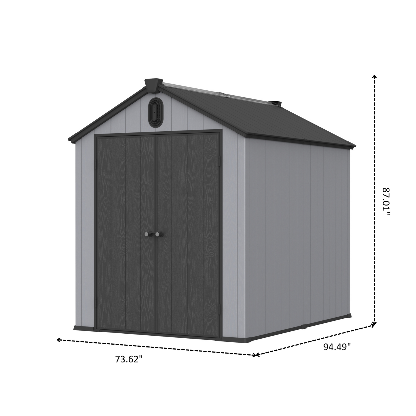 Segmart 8' x 6' Plastic Outdoor Storage Shed with Floor, All-Weather Plastic Shed with Lockable Doors & Window, Plastic Storage Tool Shed for Backyard, Patio, Poolside, Lawn, Gray + Black